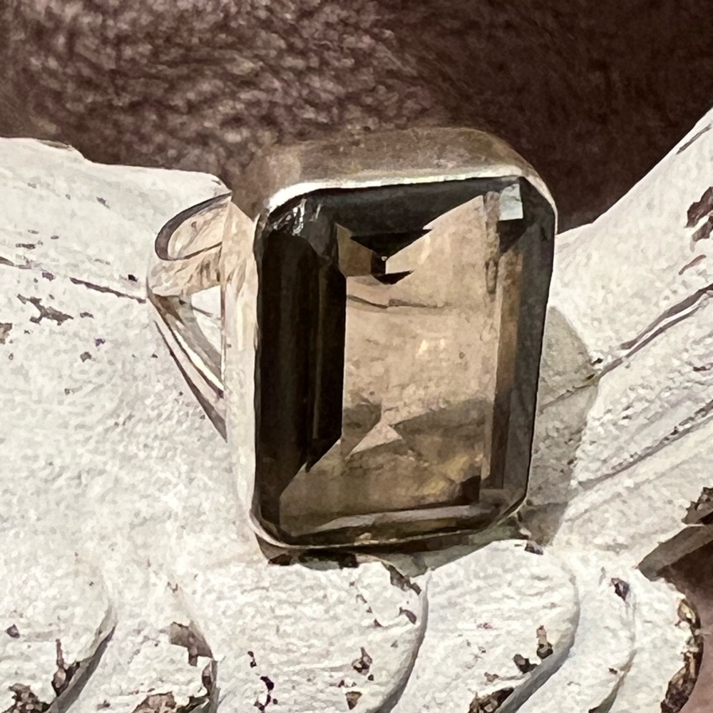 Smoky Quartz Unique Ring in Sterling Silver
